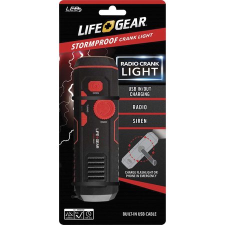 LIFE+GEAR FLASHLIGHT, RADIO, CRANK, USB DCYLG3860675RED